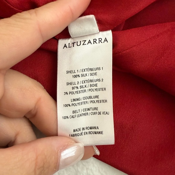 ALTUZARRA Narcissa Snake-Print Silk Crepe De Chine Shirt Dress in Red Brick 40 - Picture 8 of 10